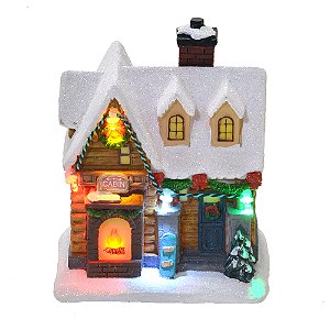 CIDADE NATALINA CABANA DE NATAL COM LUZ 13X10,5CM