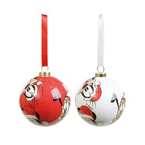 JOGO 6 BOLAS NATALINAS MICKEY PATETA E PLUTO 6CM DISNEY