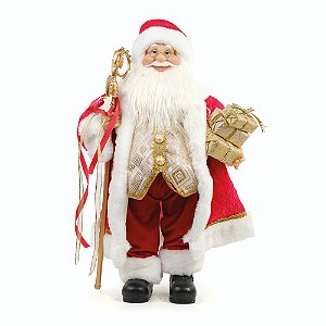 PAPAI NOEL DECORATIVO EM PE C/PRESENTES E CAJADO 60CM