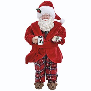 PAPAI NOEL COLECIONAVEL DECOR C ROUPAO CALCA XADREZ 28CM