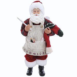 PAPAI NOEL COLECIONAVEL DECOR COSTUREIRO DE AVENTAL 28CM
