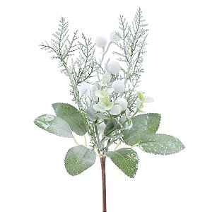 GALHO PICK DECORATIVO NATALINO NEVADO FRUTA  29CM