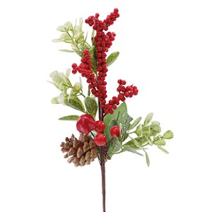 PICK NATALINO DECORATIVO FOLHA/FRUTA/PINHA 34CM