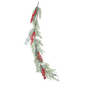 FESTAO DECORATIVO NATALINO LONGO FOLHAS FRUTAS VRD/VRM 120cm