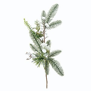 GALHO NATALINO GRANDE FOLHAS E FRUTAS VRD/BCO 57cm