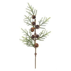 GALHO DECORATIVO NATALINO MEDIO PINHA E SINO MARROM 51CM