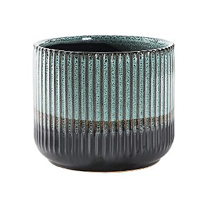CACHEPOT EM CERAMICA VERDE E PRETO 13CM