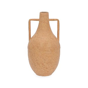 VASO EM METAL COM ALÇAS BEGE RUSTICO MART 39CM