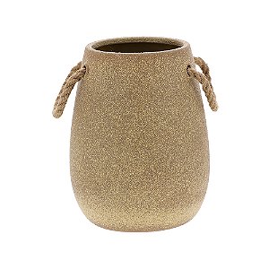 VASO EM CERAMICA BEGE COM ALÇAS MART 26,5CM