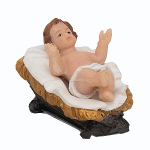 ESCULTURA MENINO JESUS NA MANJEDOURA PECA DE PRESEPIO 6CM