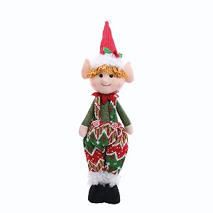 BONECO NATALINO ELFO CANDY CANE C SUSPENSORIO E GORRO 45CM