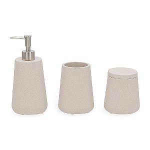 KIT EM CIMENTO PARA BANHEIRO 3 PCS CINZA MART DECORATIVO
