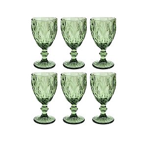 CJ 6 TACAS AGUA VIDRO DIAMOND VERDE 325ML