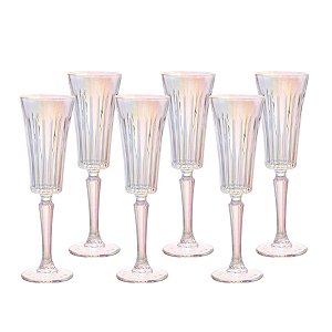 JOGO DE 6 TAÇAS CHAMPANHE EGEU RAINBOW 180ML HAUSKRAFT