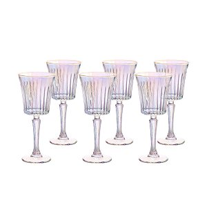 JOGO 6 TAÇAS VINHO RAINBOW BORDA DOURADA 260ML HAUSKRAFT