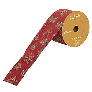 FITA ARAMADA VELUDO C/GLITTER VERMELHO E DOURADO 6,3CMX9,14M
