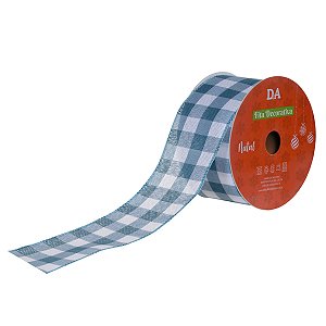 FITA ARAMADA XADREZ C/COSTURA AZUL E BRANCO 6,3cmX9,14M