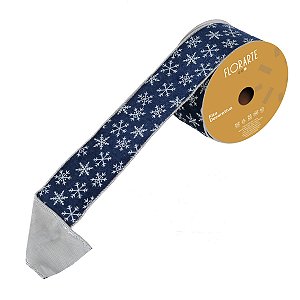 FITA ARAMADA VELUDO C/COSTURA AZUL E BRANCO 6,3cmX9,14M