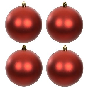 BOLAS NATALINAS FOSCAS NO TUBO 4 UN VERMELHO 10CM FLORARTE