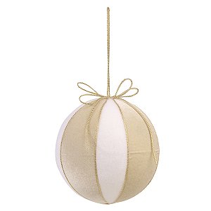 BOLA NATALINA DECORADA CREME 8CM FLORARTE 1UN