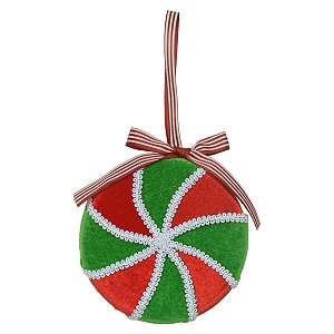 ENFEITE NATAL BOMBOM VERDE E VERMELHO 14CM FLORARTE