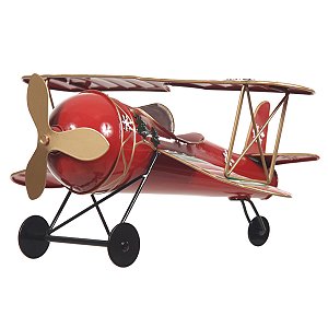 ENFEITE AVIAO DECOR NATALINO EM METAL 21X36,5X40,5CM VERM