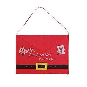 ENVELOPE NATALINO FELTRO C/ALCA VERMELHO 17CM