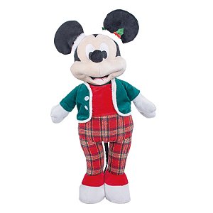 MICKEY NATAL EM PE C/CALCA XADREZ E CASACO VERDE DISNEY 60CM