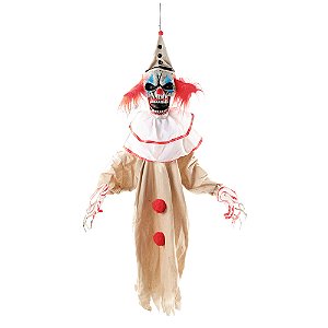 BONECO PALHACO ORFEU 90CM SOM LUZ MOVIMENTO HALLOWEEN