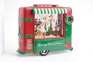 GLOBO DE AGUA CARRO C/TRENO DO PAPAI NOEL LED E SOM 19CM