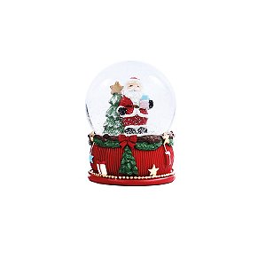 GLOBO DE  AGUA NATALINO PAPAI NOEL EM RESINA COM ARVORE 8cm
