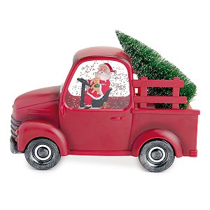 GLOBO AGUA CAMINHONETE PAPAI NOEL COM LED LUZ SOM 17CM