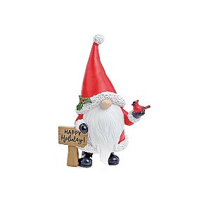 ESCULTURA PAPAI NOEL ESCANDINAVO EM RESINA COM PLACA  19cm