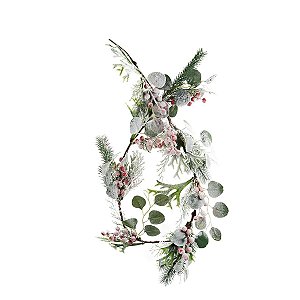 FESTAO DECORATIVO LONGO C/FOLHAS E BERRY NEVADO 135cm