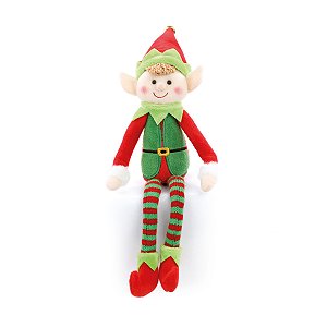ENFEITE NATALINO MENINO ELFO COM PERNAS LONGAS 35cm