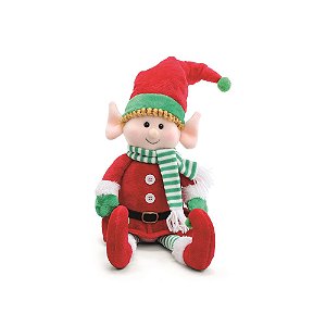 BONECO ELFO DECORATIVO SENTADO VERMELHO 45cm