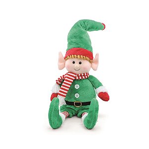 BONECO ELFO DECORATIVO SENTADO VERDE 45cm