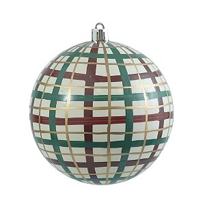CJ 02 BOLAS XADREZ NATALINA VERMELHA E VERDE PVC 10CM