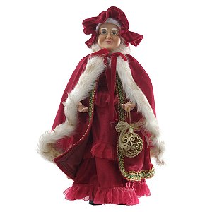 MAMAE NOEL NATAL EM PE COM CASACO VERMELHO 45CM FLORARTE