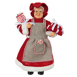 MAMAE NOEL CANDY EM PE VERMELHO 45CM FLORARTE