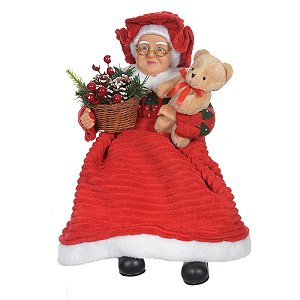 MAMAE NOEL NA CADEIRA C/MOVIMENTO E SOM VERMELHO 40CM