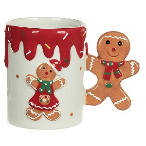 CANECA NATALINA GINGERBREAD EM CERAMICA FLORARTE