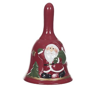 SINO NATALINO EM CERAMICA VERMELHA COM PAPAI NOEL FLORARTE