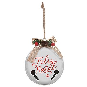 ENFEITE NATALINO GUIZO PENDURAR BRANCO 10CM FLORARTE