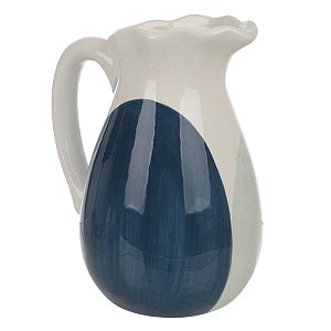 VASO DECORATIVO EM CERAMICA AZUL E BRANCO 17,5CM FLORARTE