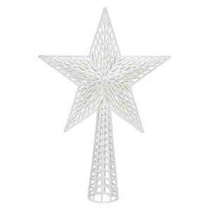 ENFEITE NATAL PONTEIRA ESTRELA 3D BRANCO 36CM FLORARTE