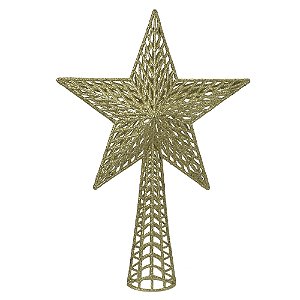 PONTEIRA NATALINA ESTRELA 3D C/GLITTER DOURADO 38X25X7CM