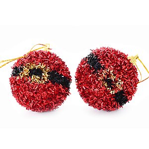 CONJ 4PCS BOLA NATALINA ROUPA NOEL GLITTER - 10CM