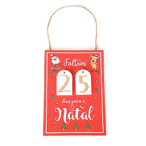 PLACA EM MADEIRA NATALINA CONTAGEM REGRESSIVA 20.5X14.5CM