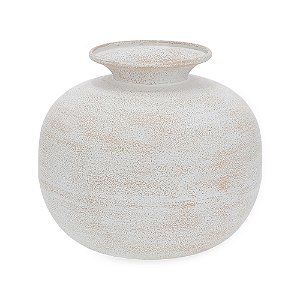 VASO EM METAL PATINADO BRANCO MART 22CM